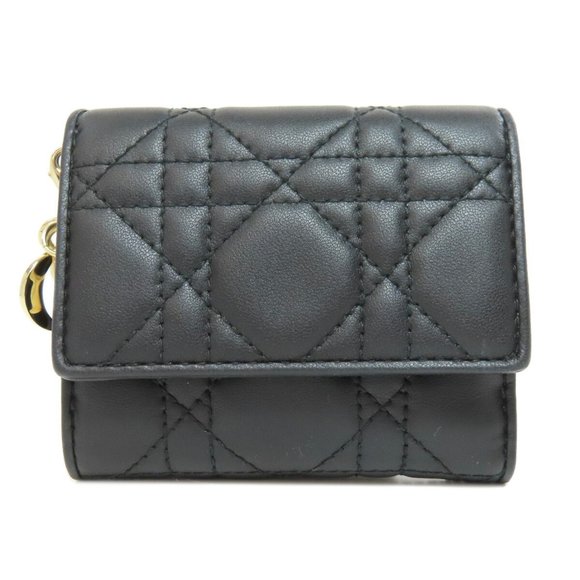 Christian Dior Lady Compact Bi-fold Wallet Calfskin Women's CHRISTIAN DIOR - Picture 1 of 10